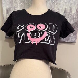 Black 'Good Vibes' Graphic T-Shirt